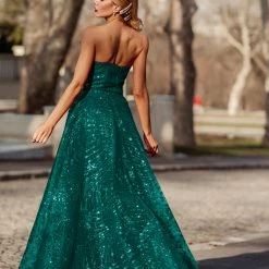 Tina Holly Couture Made To Order NEW ARRIVALS Tina Holly Couture Designer TK310 Emerald Green Glitter Formal Dress W Over Skirt