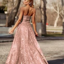 Tina Holly Couture Made To Order Tina Holly Couture Designer TK310 Rose Pink Glitter Formal Dress W Over Skirt