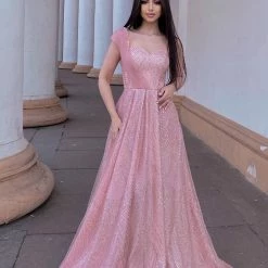Tina Holly Couture Made To Order Tina Holly Couture Designer TQ036 Rose Pink Glitter One Shoulder Formal Gown NEW ARRIVALS