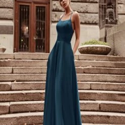 Tina Holly Couture Made To Order Tina Holly Couture Designer TW004 Indigo Lace Up Back Silky Satin Formal Gown 9 Tina Holly Couture Made To Order Tina Holly Couture Designer TW004 Indigo Lace Up Back Silky Satin Formal Gown