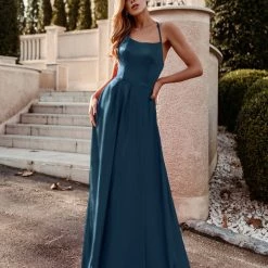 Tina Holly Couture Made To Order Tina Holly Couture Designer TW004 Indigo Lace Up Back Silky Satin Formal Gown 10 Tina Holly Couture Made To Order Tina Holly Couture Designer TW004 Indigo Lace Up Back Silky Satin Formal Gown