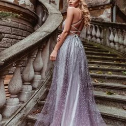 Tina Holly Couture Made To Order NEW ARRIVALS Tina Holly Couture TW020 Musk Purple Shimmer Deep V Front Formal Dress