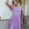 Tina Holly Couture Made To Order Tina Holly Couture TW023 Lilac Purple Off Shoulder A Line Formal Dress NEW ARRIVALS