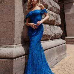 Tina Holly Couture Made To Order Tina Holly Couture TW024 Royal Blue Corset Lace Glitter Mermaid Formal Dress