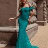 Tina Holly Couture Made To Order Tina Holly Couture TW024 Turquoise Corset Lace Glitter Mermaid Formal Dress NEW ARRIVALS