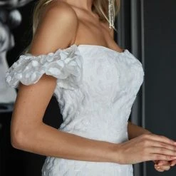 Tina Holly Couture Made To Order BRIDAL COLLECTION Tina Holly Couture TW024W White Off The Shoulder & Fitted Mermaid Wedding Dress