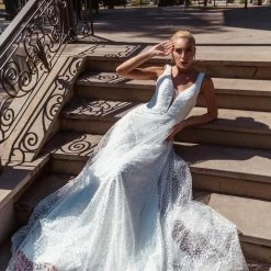 Tina Holly Couture Made To Order Tina Holly Couture TW027B White Peal Lace A Line Wedding Debutant Dress BRIDAL COLLECTION