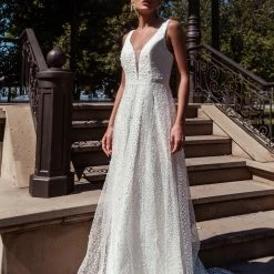 Tina Holly Couture Made To Order Tina Holly Couture TW027B White Peal Lace A Line Wedding Debutant Dress BRIDAL COLLECTION