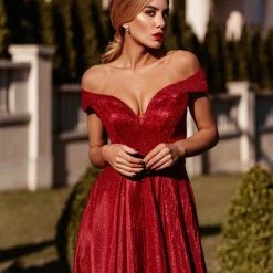 Tina Holly Couture Made To Order Tina Holly Couture Designer TW028 Red Glitter Formal Dress W Over Skirt