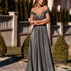 Tina Holly Couture Made To Order Tina Holly Couture Designer TW028 Smoke Glitter Formal Dress W Over Skirt