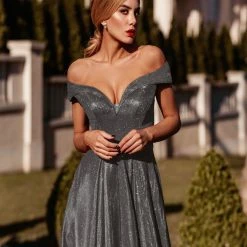 Tina Holly Couture Made To Order Tina Holly Couture Designer TW028 Smoke Glitter Formal Dress W Over Skirt