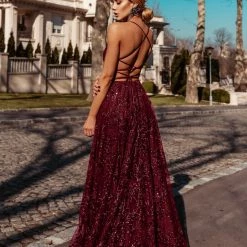 Tina Holly Couture Made To Order Tina Holly Couture TW030 Burgundy Gala A Line Formal Dress