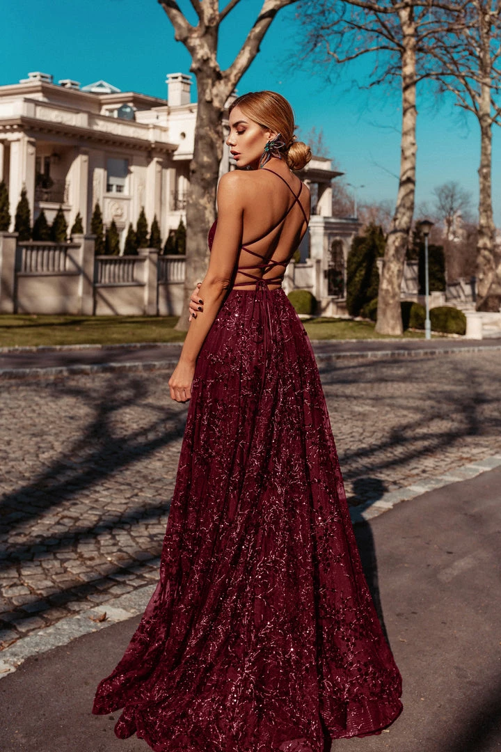 Tina Holly Couture Made To Order Tina Holly Couture TW030 Burgundy Gala A Line Formal Dress 4 Tina Holly Couture Made To Order Tina Holly Couture TW030 Burgundy Gala A Line Formal Dress