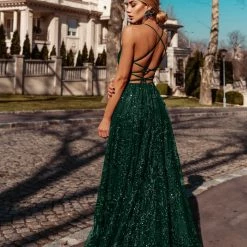 Tina Holly Couture Made To Order Tina Holly Couture TW030 Emerald Green Gala A Line Formal Dress