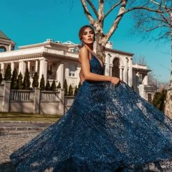 Tina Holly Couture Made To Order NEW ARRIVALS Tina Holly Couture TW030 Navy Blue Gala A Line Formal Dress