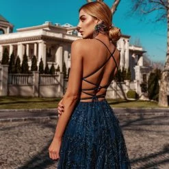 Tina Holly Couture Made To Order NEW ARRIVALS Tina Holly Couture TW030 Navy Blue Gala A Line Formal Dress