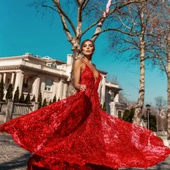 Tina Holly Couture Made To Order Tina Holly Couture TW030 Red Gala A Line Formal Dress