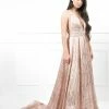 Honey Couture ZOEY Gold Glitter Infused Formal Ball Gown