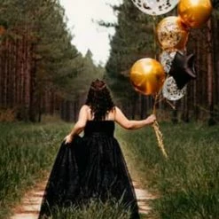 Honey Couture Made To Your Measurements Honey Couture AVA Black Glitter Sparkle Ball Gown Formal Dress NEW ARRIVALS