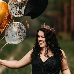 Honey Couture Made To Your Measurements Honey Couture AVA Black Glitter Sparkle Ball Gown Formal Dress NEW ARRIVALS