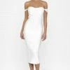 Honey Couture BECKY White Off Shoulder Bustier Bandage Dress