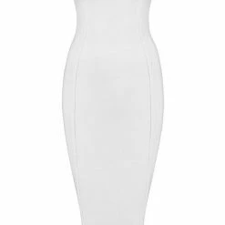Honey Couture BECKY White Off Shoulder Bustier Bandage Dress