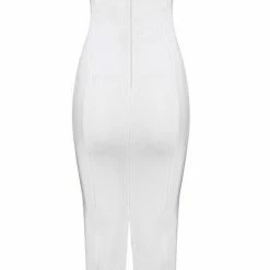 Honey Couture BECKY White Off Shoulder Bustier Bandage Dress
