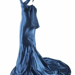 Honey Couture BLOSSUM Blue Multi Tie Evening Gown Dress NEW ARRIVALS