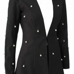 Honey Couture LIZZY Black Pearl Long Sleeve Jacket Shorts Set CLOTHING