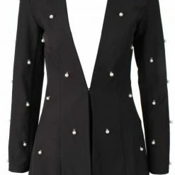 Honey Couture LIZZY Black Pearl Long Sleeve Jacket Shorts Set CLOTHING