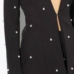 Honey Couture LIZZY Black Pearl Long Sleeve Jacket Shorts Set CLOTHING