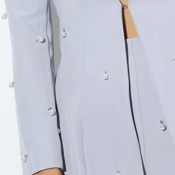 Honey Couture LIZZY Grey Pearl Long Sleeve Jacket Shorts Set CLOTHING