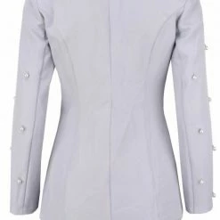 Honey Couture LIZZY Grey Pearl Long Sleeve Jacket Shorts Set CLOTHING