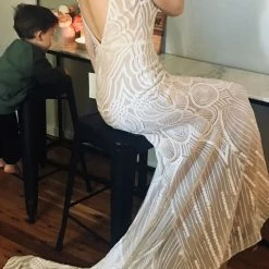 Tina Holly Couture Made To Order Tina Holly Couture Picasso P1732 White & Nude Sequin Mermaid Formal Gown Dress BRIDAL COLLECTION