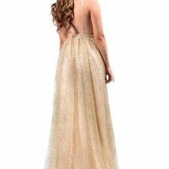 Honey Couture GEORGIA Gold Glitter Formal Gown NEW ARRIVALS