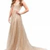 Honey Couture Made To Your Measurements Honey Couture CATALINA Gold Sequin Halter Neck Formal Gown