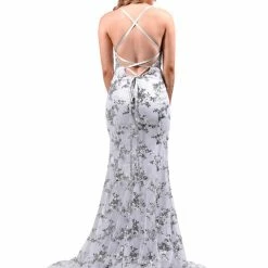 Honey Couture Made To Your Measurements NEW ARRIVALS Honey Couture LUNA Glitter Overlay Mermaid Lace Up Back Formal Dress