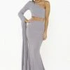 Honey Couture HARPER Lilac One Shoulder Drape Sleeve Crop Top And Skirt Set NEW ARRIVALS