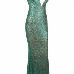 NEW ARRIVALS Honey Couture THESSY Green Mermaid Sequin Formal Gown Dress