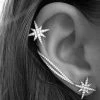 Honey Couture Jewellery Honey Couture MISTY Silver Diamante Ear Cuff Earrings