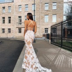 Tina Holly Couture Made To Order Tina Holly Couture BB001 White & Nude Sequin Lace Back Mermaid Bridal Formal Dress NEW ARRIVALS