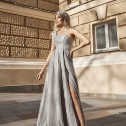 Tina Holly Couture Made To Order Tina Holly Couture Designer TQ036 Silver Glitter One Shoulder Formal Gown NEW ARRIVALS