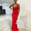 Honey Couture JULIANA Red Lace Up Back Diamante Mermaid Formal Dress NEW ARRIVALS