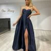 Honey Couture MAGDELINA Navy Blue Strapless Ballgown Formal Dress NEW ARRIVALS
