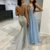 NEW ARRIVALS Honey Couture CHARLISE Blue A Line Diamante Ballgown Formal Dress