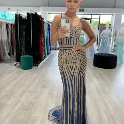 Honey Couture DIAMONDS Blue Sequin Mermaid Formal Gown Dress NEW ARRIVALS