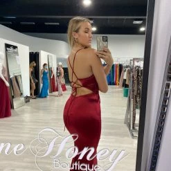 Honey Couture JUSTICE Burgundy Open Back Mermaid Evening Gown Dress 11 Honey Couture JUSTICE Burgundy Open Back Mermaid Evening Gown Dress