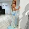 Honey Couture OPAL Colour Shift Iridescent Open Back Formal Gown NEW ARRIVALS