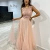 NEW ARRIVALS Honey Couture MADDIE Blush Tulle Lace Bodice Formal Dress
