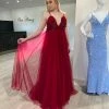 Honey Couture PEYTON Wine Burgundy 3D Flowers Formal Gown NEW ARRIVALS